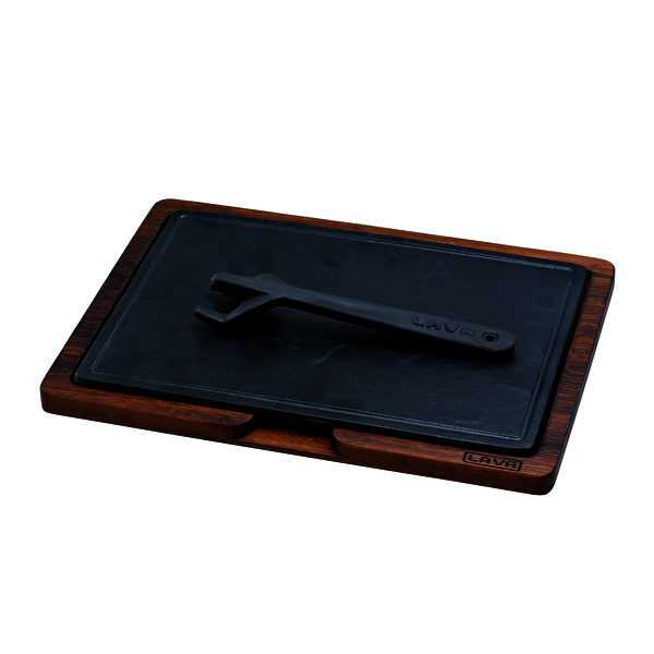 Lava Döküm Ahşap ve Döküm Demir Hot Plate Servis Tahtası 20x30 CM