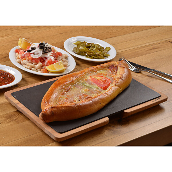 Lava Döküm Ahşap ve Döküm Demir Hot Plate Servis Tahtası 20x30 CM