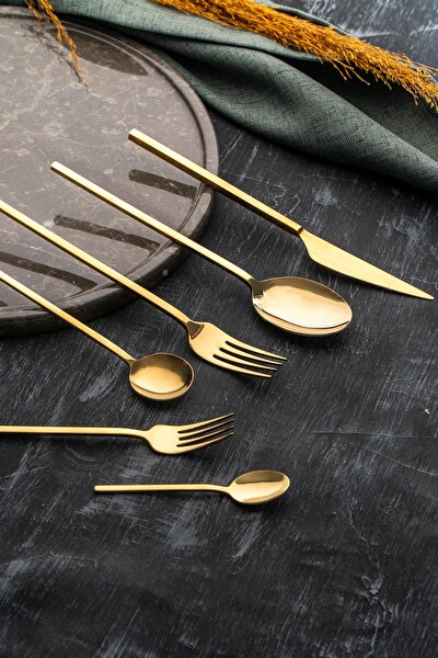 Acar Nora 12 Kişilik 72 Parça Çatal Kaşık Bıçak Seti - Gold