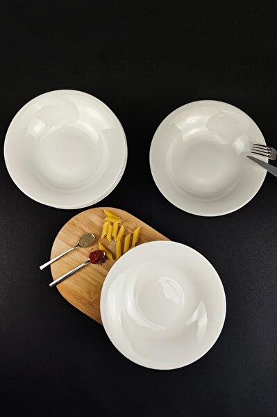 DigitHome 6'lı Istanbul Form Porselen Çukur Tabak Yemek Tabağı Seti 20 CM Krem – TL4034361 C320.003