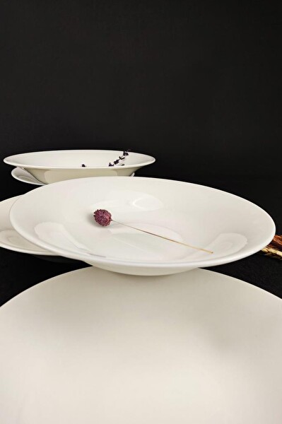 DigitHome 6'lı Istanbul Form Porselen Çukur Tabak Yemek Tabağı Seti 20 CM Krem – TL4034361 C320.003