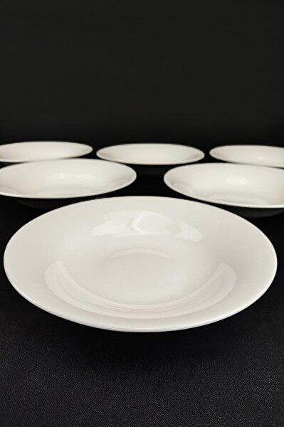 DigitHome 6'lı Istanbul Form Porselen Çukur Tabak Yemek Tabağı Seti 20 CM Krem – TL4034361 C320.003