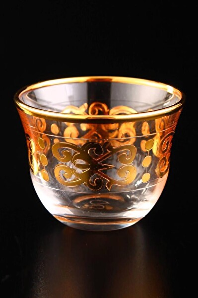 DigitHome Gawa Tea Glass Set of 6 Handles 18 Parça Cam Çay Bardak Seti Takımı Gold Yaldızlı - C320.004