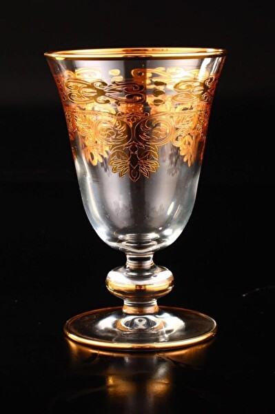 DigitHome Buket 6’lı Ayaklı Cam Meşrubat Bardak Seti Takımı Gold Yaldızlı - 44469 C320.004