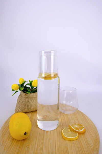 DigitHome Cam Kapaklı Başucu Su ve Meşrubat Sürahisi Karaf Şişe 600 ML – H2O75975 C1-1-18