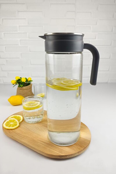 DigitHome Buzdolabı Kapak Rafı Uyumlu Borosilikat İnce Cam Gri Sürahi 1800 ML - THN87018 - C1-1-18 HYT