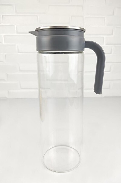 DigitHome Buzdolabı Kapak Rafı Uyumlu Borosilikat İnce Cam Gri Sürahi 1800 ML - THN87018 - C1-1-18 HYT