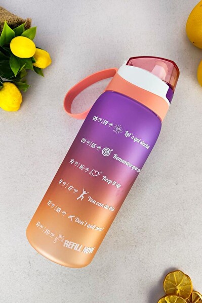 DigitHome 1 L Çift Renk Ölçü Baskılı Motivasyon Sağlıklı Plastik Yavruağzı Su Şişesi – 161646-162 C1-1-139