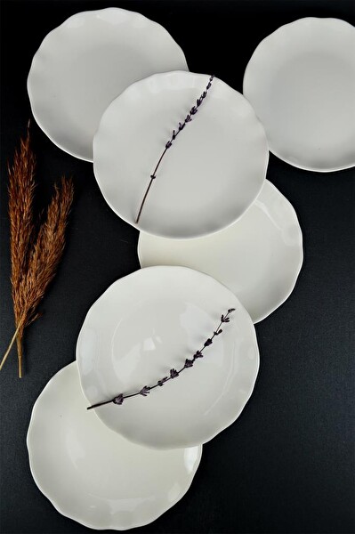 Kütahya Porselen 19 CM Bergama 6’lı Krem Pasta ve Sunum Tabağı Seti - BER19TD142694 C320.105