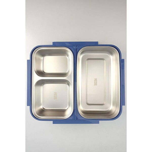 DigitHome Bölmeli Çelik Hazneli 25 CM Mavi Yemek Taşıma ve Saklama Kabı YK1392 C320.025