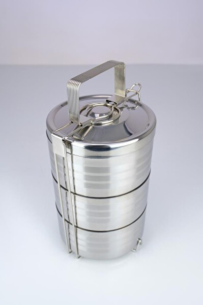 DigitHome 3’lü Çelik Hazneli Gri Yemek Taşıma Saklama ve Sefer Tası YK1091 C320.025