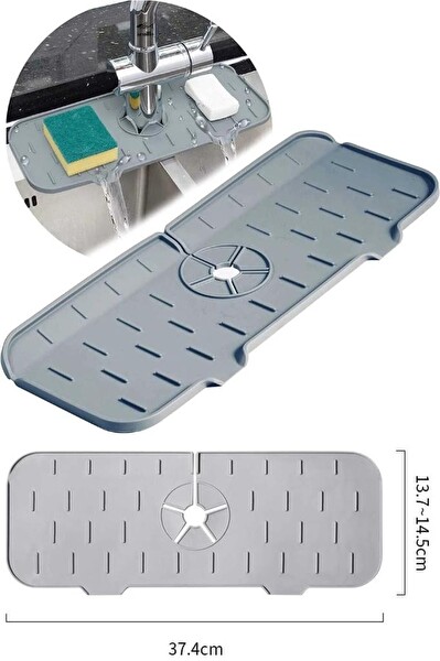 Mithra Life Su Tutucu Silikon Gri Musluk Matı MIT1033