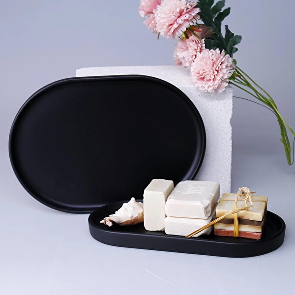 By Selim Victoria Oval Tepsi Küçük Siyah 125SYH11RS