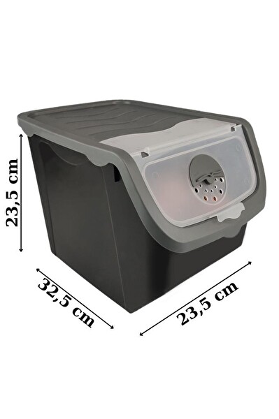 DigitHome Coral 2'li Soğan Patates Saklama Kabı 12 Litre - Gri C320.037