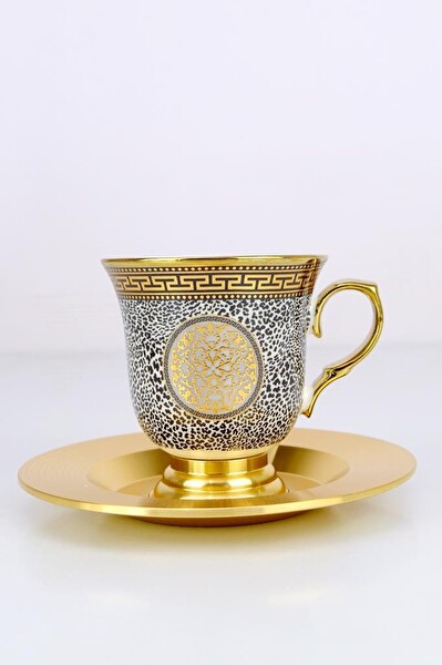 Acar Porselen Magnus 6 Kişilik Kahve Fincan Takımı Gold Yaldızlı Desen-1 - KOH-05014