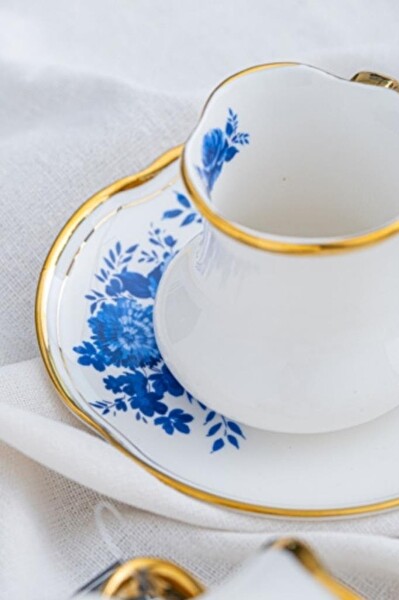 Acar Porselen Jasmin 6 Kişilik Kahve Fincan Takımı Beyaz Desen-2 - HXF-05175