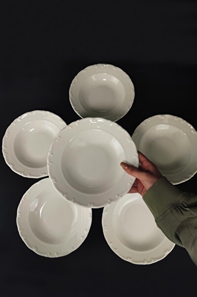 DigitHome Liana 6'lı Porselen Çukur Tabak 21 Cm Krem – TL4035641 C320.003
