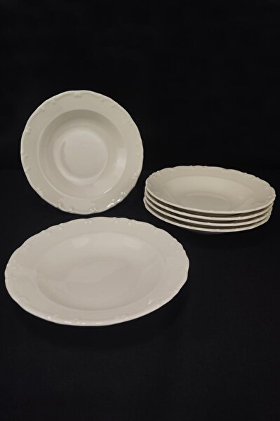 DigitHome Liana 6'lı Porselen Çukur Tabak 21 Cm Krem – TL4035641 C320.003