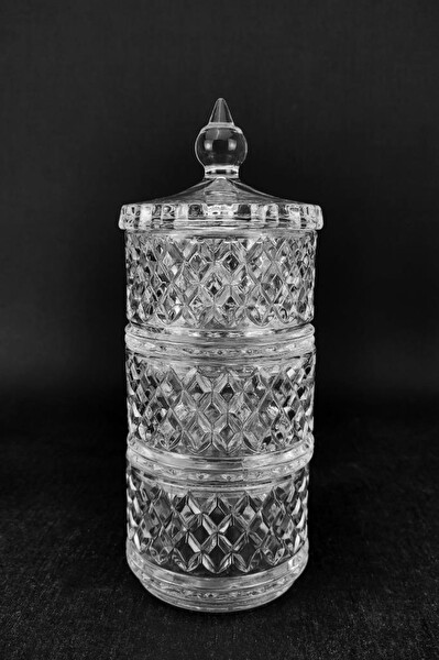 DigitHome Ayaklı 3 Katlı Cam Sunumluk Kurabiyelik ve Şekerlik 21 Cm – KU.MKZ.003 C1-1-288