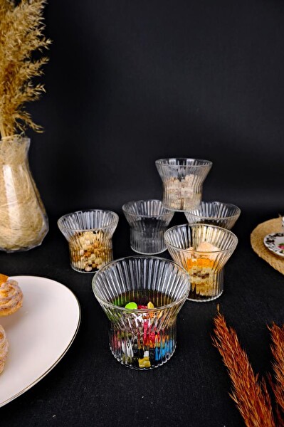 DigitHome 6'lı Cam Çerezlik Dondurmalık ve Kase Sunum Seti 280 Ml - 04176 C1-1-154