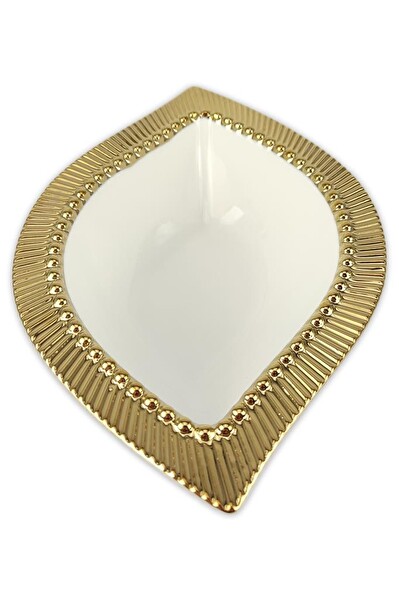 DigitHome Golda Porselen 16 Cm Yaprak Mini Salata Kasesi Gold - Yf247 C320.113