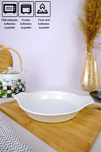 DigitHome Porselen Kahvaltılık Sahan Isıya Dayanıklı Servis Sunum Tabağı Oval 18 Cm - 63393 C320.045