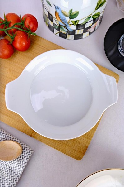 DigitHome Porselen Kahvaltılık Sahan Isıya Dayanıklı Servis Sunum Tabağı Oval 18 Cm - 63393 C320.045