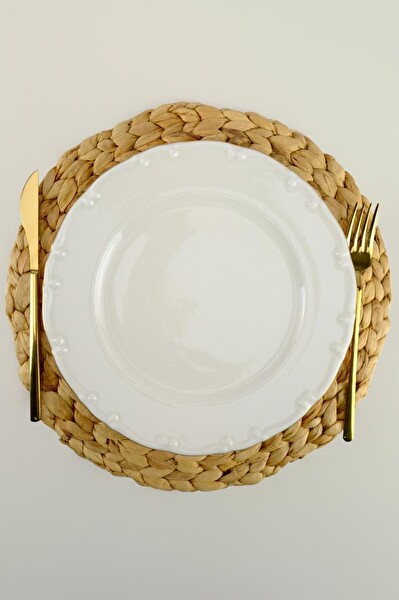 DigitHome Liana 6’lı Porselen Servis Tabağı Seti Gold Yaldızlı 27 Cm Krem – TL4036280 C320.225