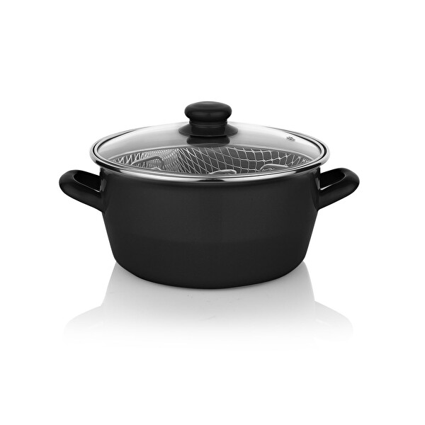 Schafer Fry Çıtır Kızartma Tenceresi 22 CM 3 Parça Siyah 1S214-21008-SIY01