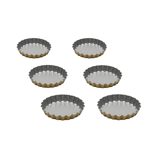 Anto Mini 6'lı Tart Kalıbı Silver Gold 12 CM