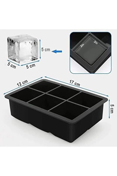 Mithra Life 6'lı Büyük Boy Kare Silikon Buz Kalıbı MIT1073