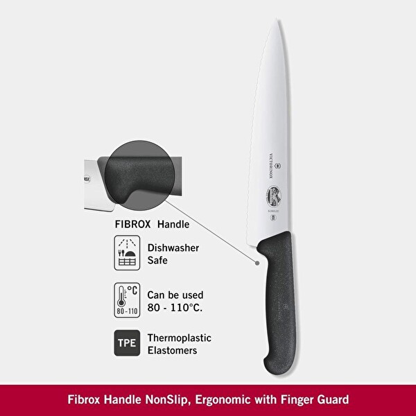 Victorinox 22 CM Tırtıklı Dilimleme Şef Bıçağı Siyah 5.2033.22
