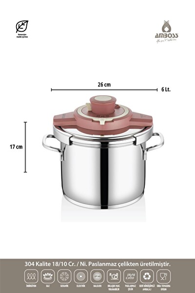 Amboss 4-6 Litre Matik Düdüklü Tencere Seti (Rose) OCE-1745