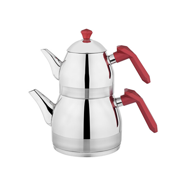 Schafer Luz Orta Boy 3 Parça Çelik Çaydanlık Takımı - Kırmızı