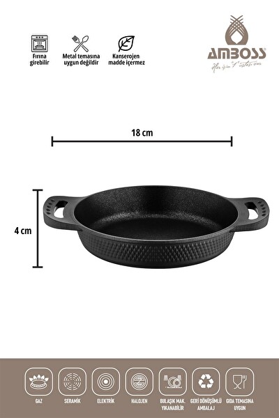 Amboss ASTEN 7 Parça Orion Siyah Tencere Seti - 26 CM Krep Tava ve 18 CM Kuvars Sahan