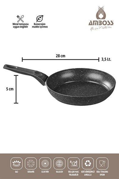 Amboss ASTEN 7 Parça Orion Siyah Tencere Seti - 26 CM Krep Tava ve 18 CM Kuvars Sahan