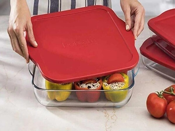 Paşabahçe 59034K Plastik Kapaklı Kare Borcam Fırın Tepsisi Küçük