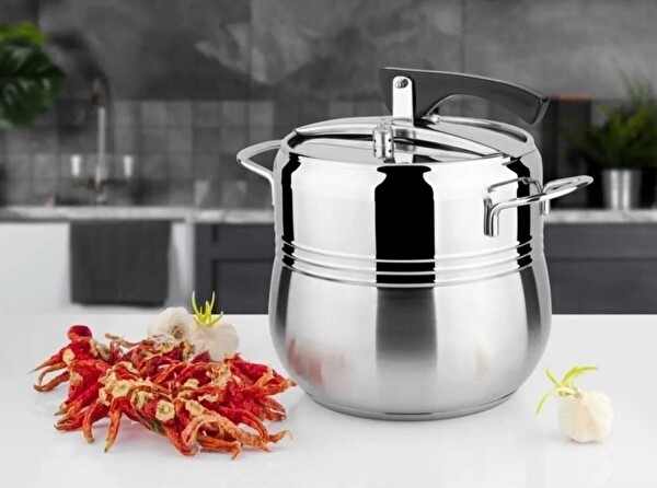 Yonca Lines Silver Kordonlu 4 LT Düdüklü Tencere Metal Kulp