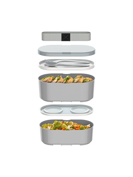 Zweikell Boxy Large Cosmıc 3 Bölmeli 1450Ml (49Oz) Lunch Box - Yemek Taşıma Kabı - Gri