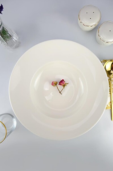 DigitHome Bone Porselen Spagetti Makarna Tabağı 30 CM Beyaz – ES 30