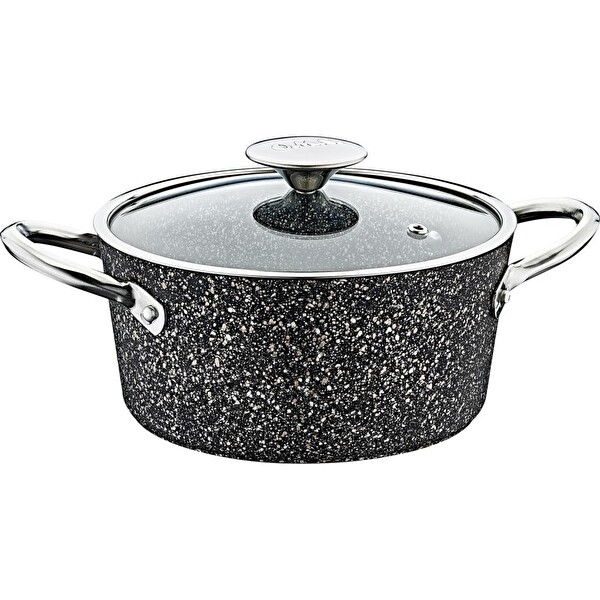 OMS 3116 Granit 22 CM Derin Tencere Siyah İndüksiyonlu