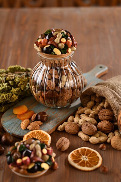 By Uzunoğlu Özel Tasarım Dekoratif Kapaklı Kuruyemiş Cam Kavanoz