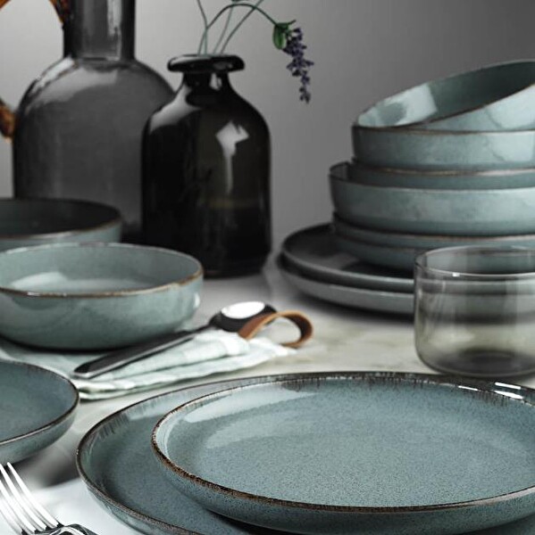 Kütahya Porselen Moderna 24 Parça Yemek Takımı Pearl P01 Mavi