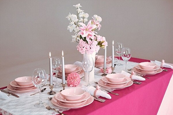 Kütahya Porselen Lar 24 Parça 6 Kişilik Yemek Takımı Pearl Pembe 616
