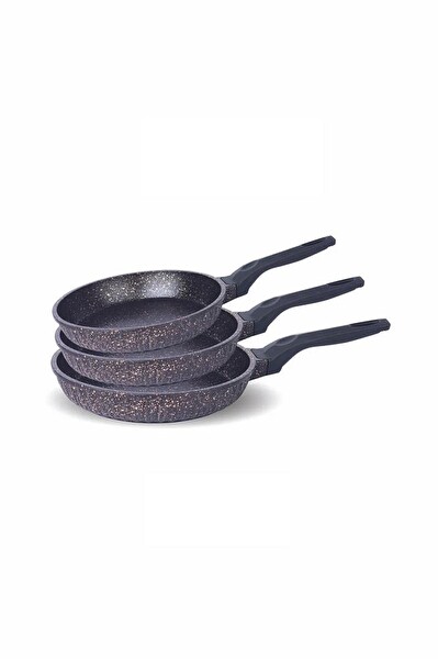 Fms D3000 Döküm Granit 3 Parça Tava Seti Siyah (20-24-28 CM)
