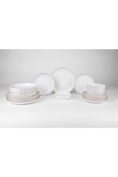 Kütahya Porselen Bone Luz Form Yemek Takımı Altın 24 Parça 6 Kişilik