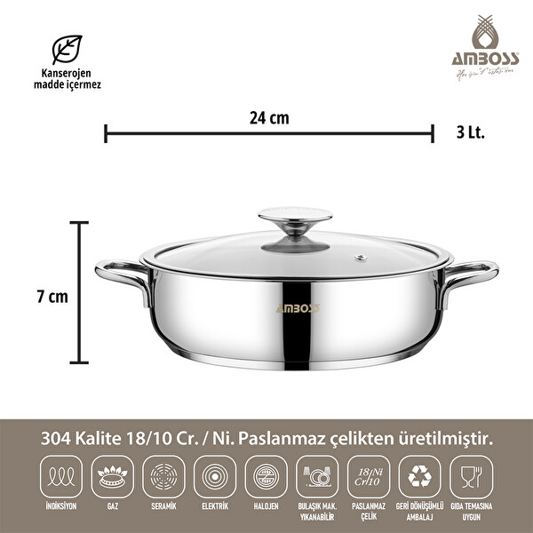 Amboss White 13 Parça Cool Çelik Tencere - Servis Seti