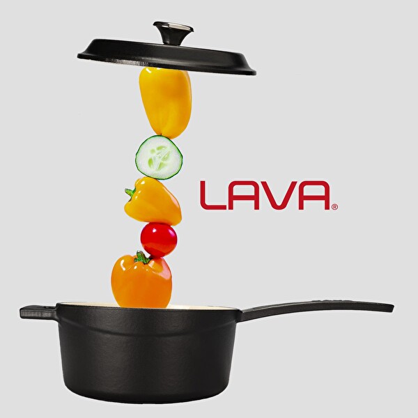 Lava Döküm Yuvarlak Sos Tenceresi Döküm Demir Yekpare Saplı Edition Serisi 16 CM Siyah LV Y SOS 16 EDT K2 MAT BL