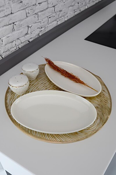 DigitHome Semazen Porselen 2 Parça Kayık Servis Tabağı Seti 25 CM - TL4041130 C320.003