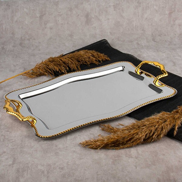 Zincir Altın Sade Servis Tepsisi